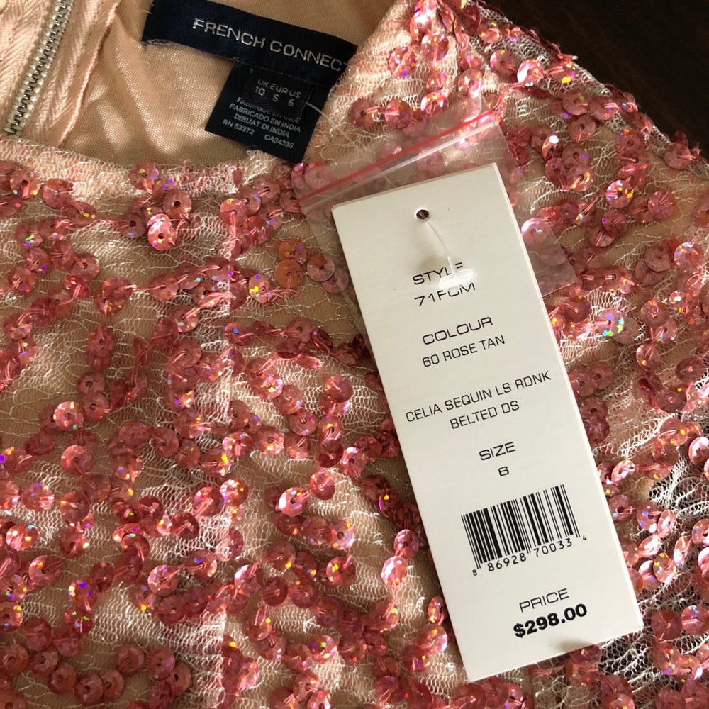 NWT French Connection Pink Sequin Dress - Picture 5 of 8